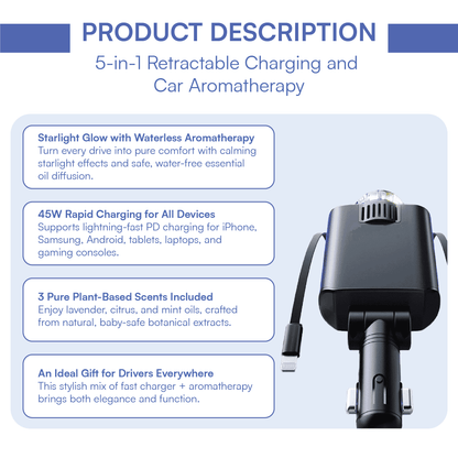 Attivir 45W Car Charger + Starlight Aroma Diffuser