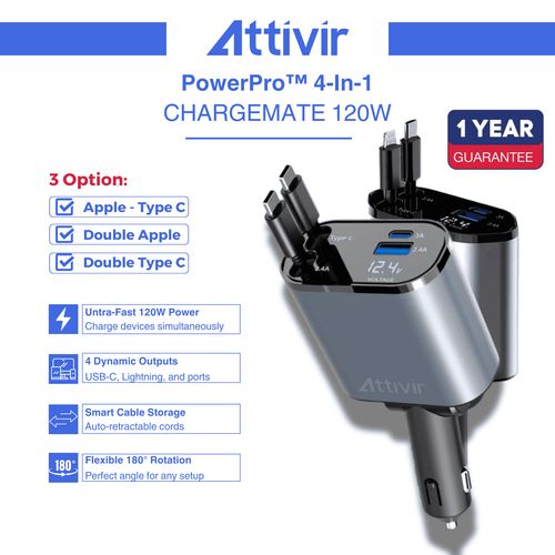 PowerPro™ 4-in-1 Car Charger Adapter