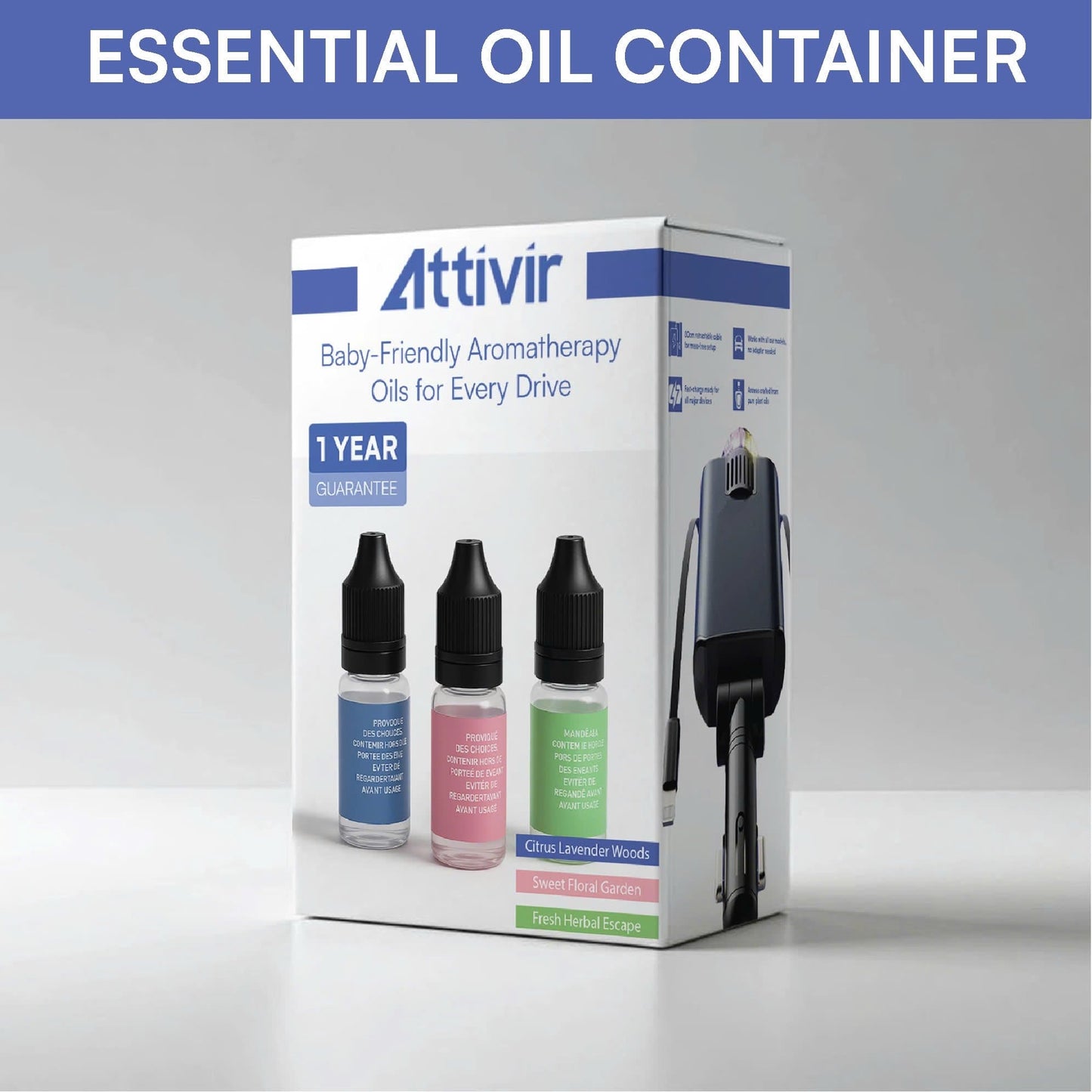 Attivir 45W Car Charger + Starlight Aroma Diffuser